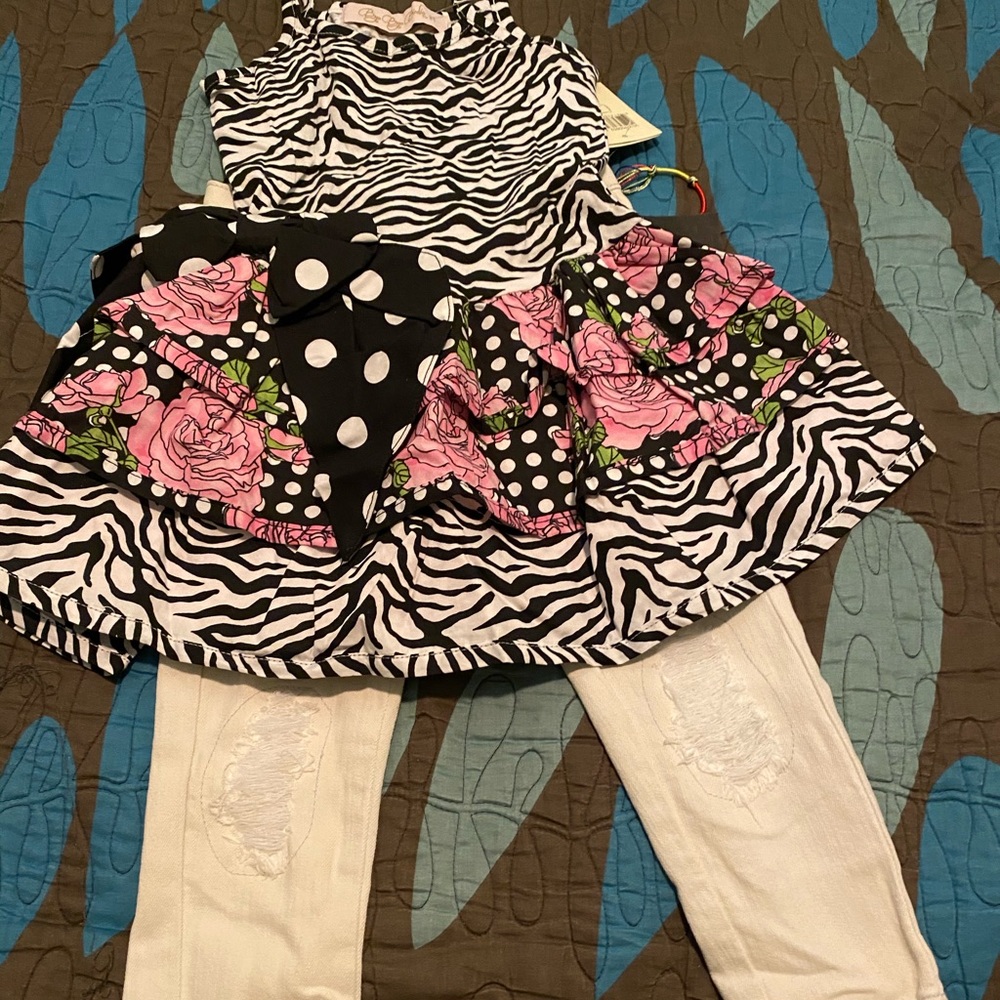 Cutest brand new bundle- dress and jeans! 2T